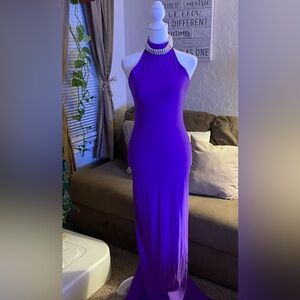 Elegant Purple Designer Halter  Dress 💜